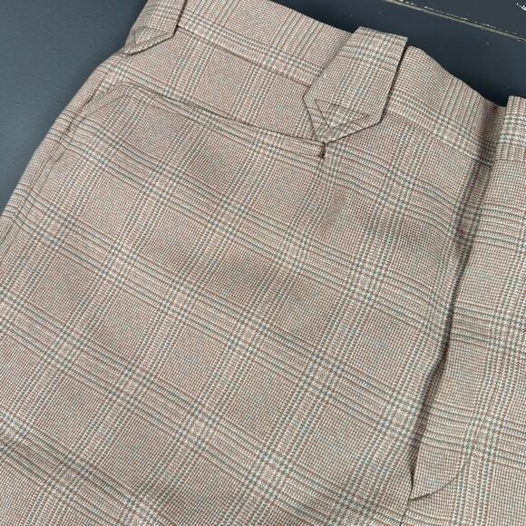 VTG Lee Frontier Slacks Mens 38x30 Beige Blue Bootcut Checkered Plaid 70's USA - Picture 9 of 9
